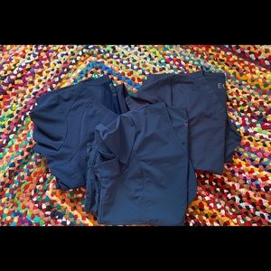 3 sets of navy blue scrubs -THEY ALL MATCH
